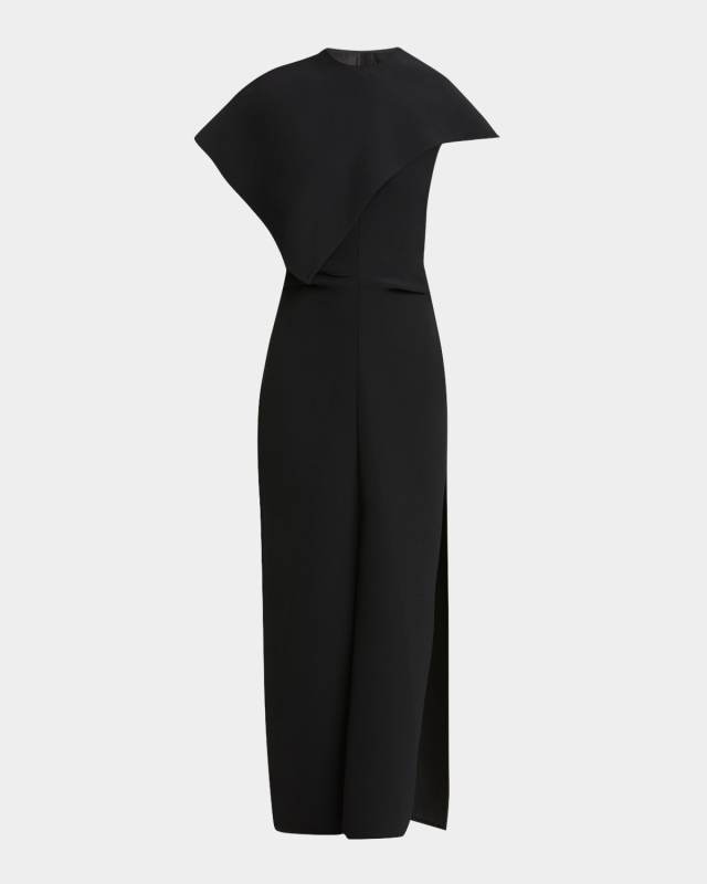 Selene Cape Bi-Stretch Suiting Maxi Dress